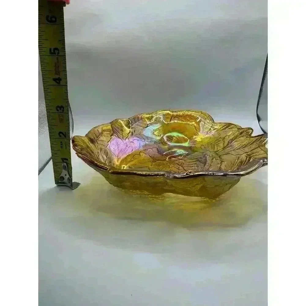 Northwood Carnival Glass Large Strawberry Bowl with Plain Exterior Marigold